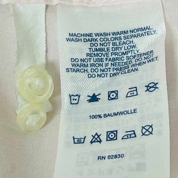 Lands End No Iron Supima Cotton Button Up Blouse Sz PM Blush Pink Career Office - Picture 7 of 7